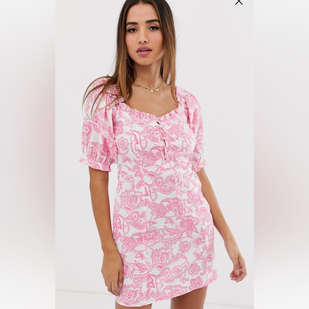 ASOS design mini dress in paisley pink